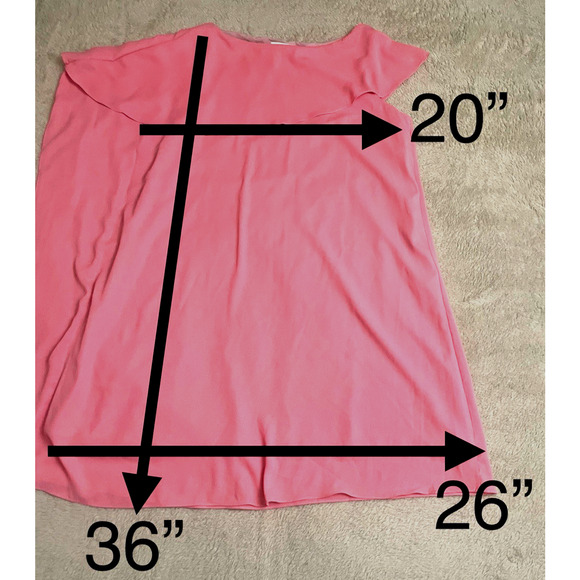 ELISE Coral/Salmon Crape Gauze Lined Asymmetric Calfan Dress Size XL - Picture 9 of 11